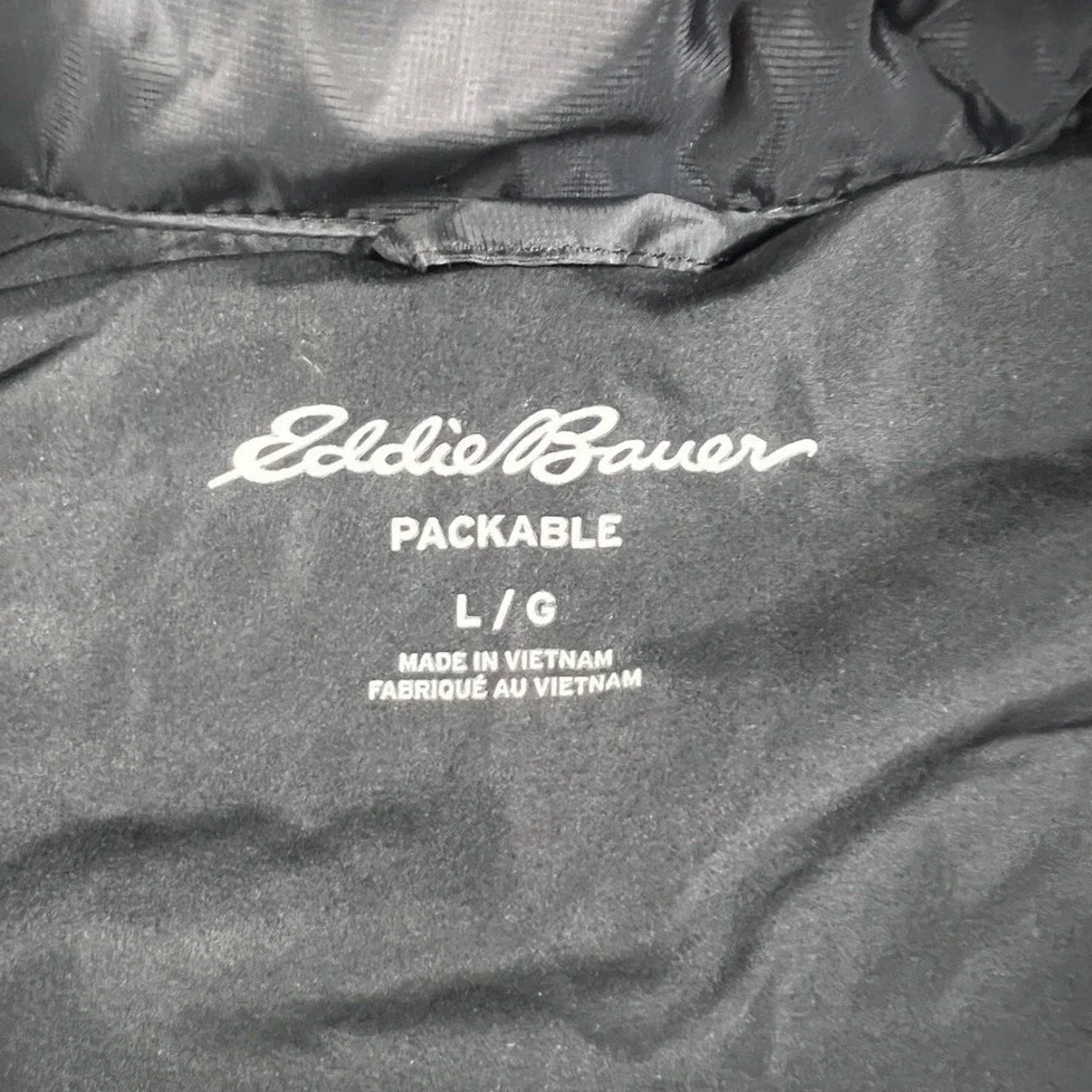 Eddie Bauer Men's L Packable‎ Puffer Vest Black Gorpcore Outdoor Zip Logo - Picture 6 of 8